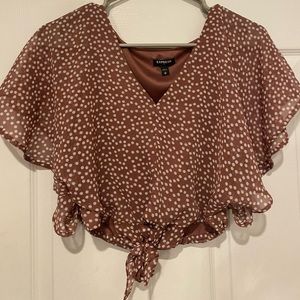 pink pokadot satin shirt from express